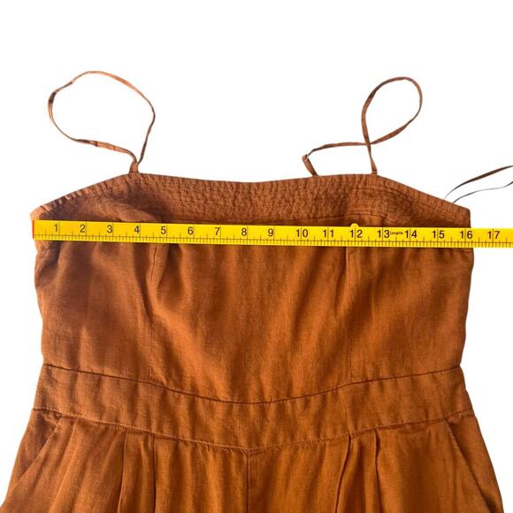 J.Crew Women's 100% Linen Sleeveless Lagenlook Jumpsuit Mustard Size 8 - Picture 9 of 11